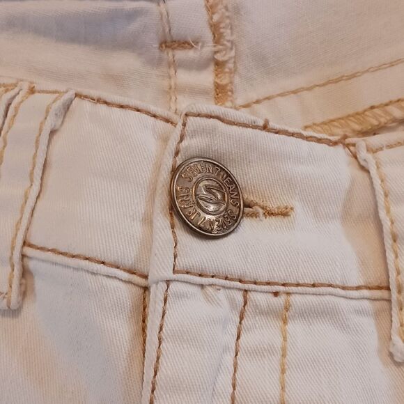 Seven7 Roll up Shorts Ivory with Gold Stitching Sz 27 Jeans - Picture 11 of 12